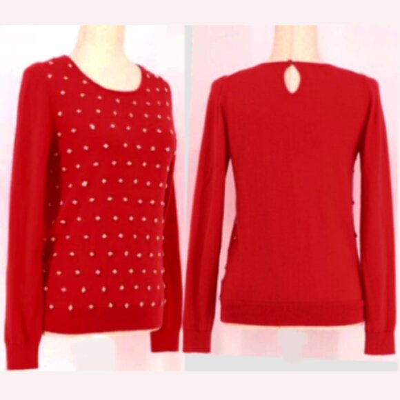 Boden Sweaters - Boden Women's Red Wool-Blend French Knot Tight Knit Pullover Sweater Sz 6/UK-10